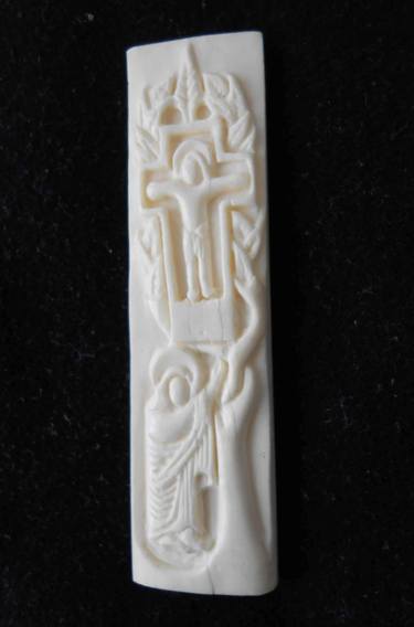 Bone sculpture with crucifixion. Jesus and Angel thumb
