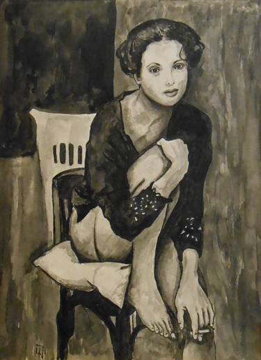 Original Figurative Women Drawings by Arthur Isayan