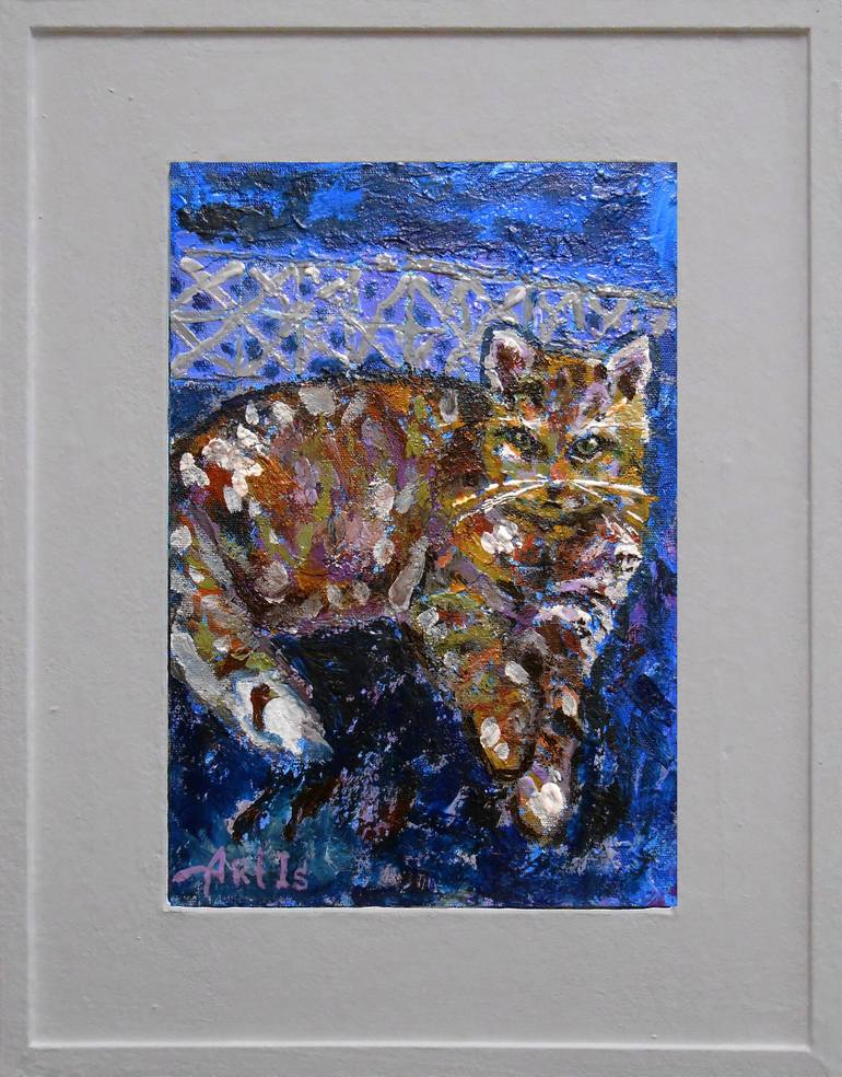 Original Impressionism Cats Painting by Arthur Isayan