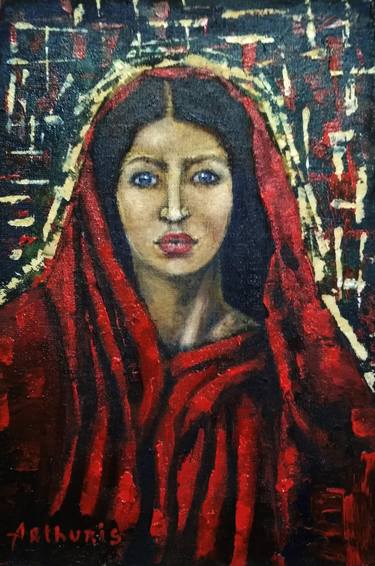 "Portrait of a woman in a red shawl" thumb
