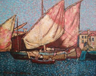 Print of Impressionism Sailboat Paintings by Arthur Isayan