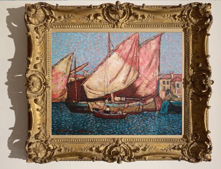 Original Impressionism Sailboat Painting by Arthur Isayan