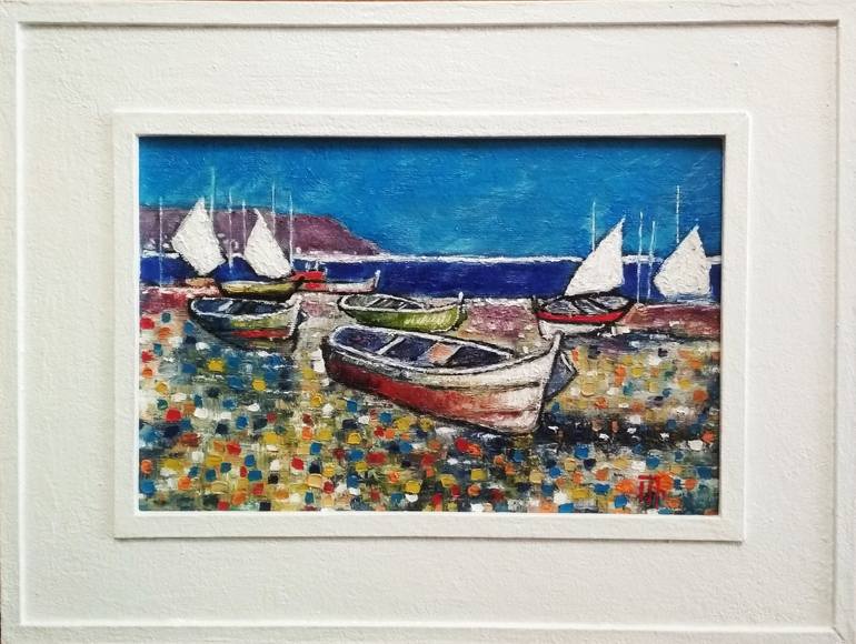 Original Impressionism Boat Painting by Arthur Isayan