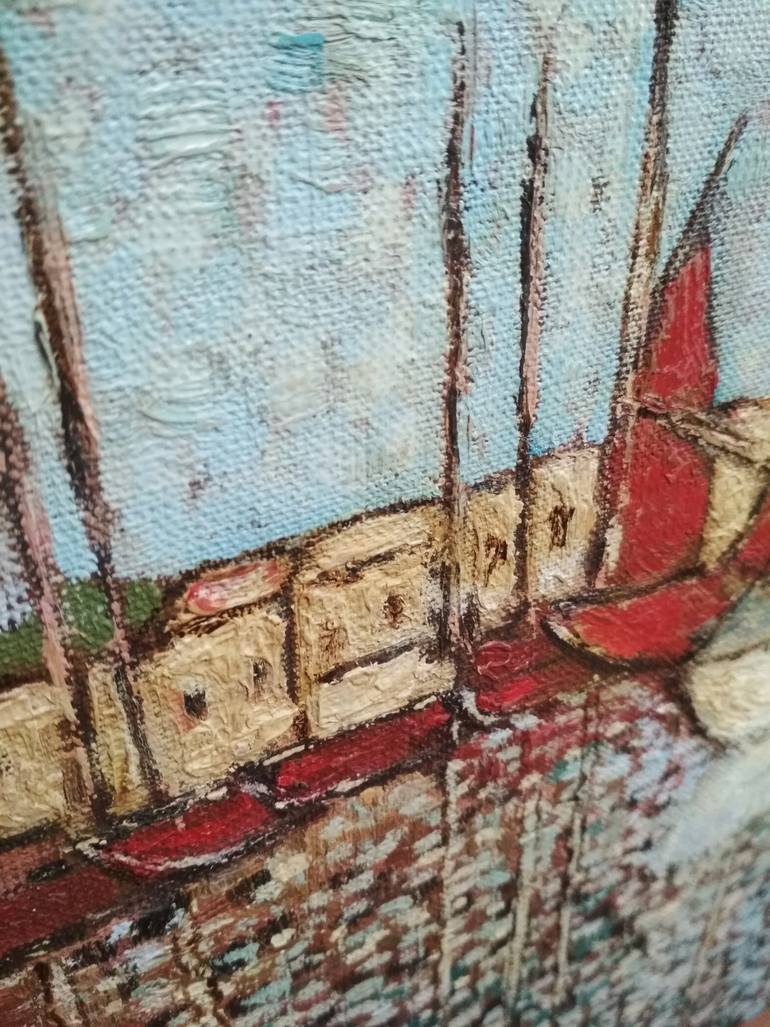 Original Impressionism Boat Painting by Arthur Isayan
