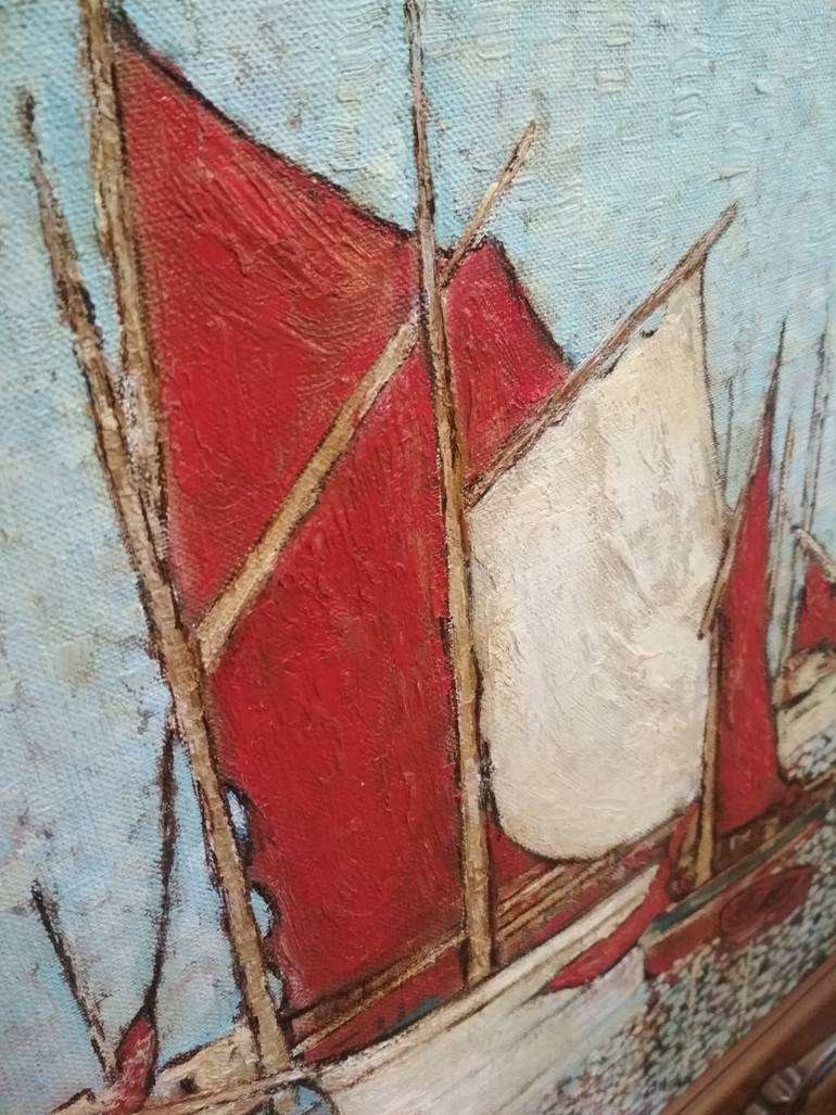 Original Impressionism Boat Painting by Arthur Isayan