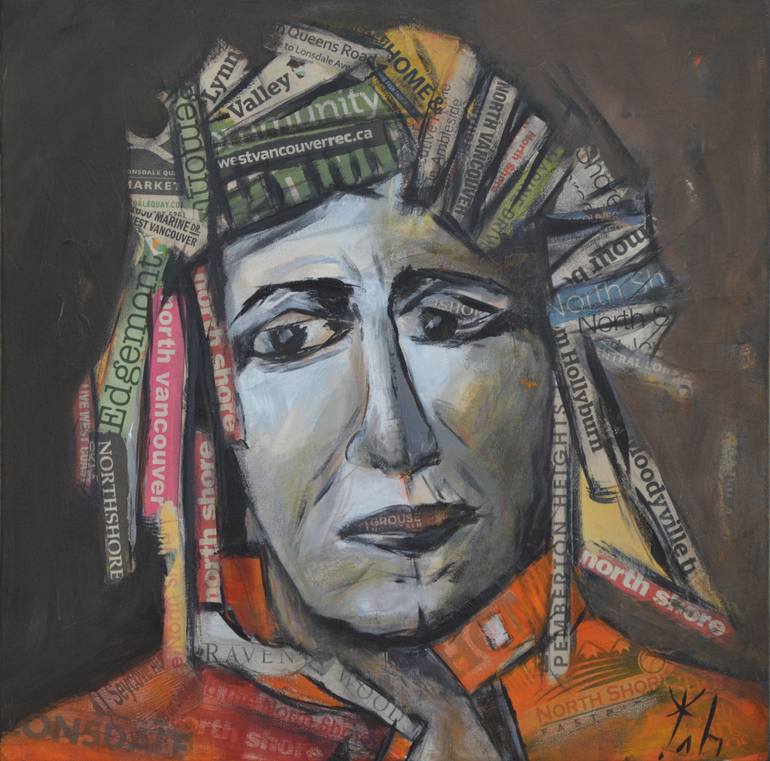 Original Men Mixed Media by Therese Lydia Joseph | Contemporary Art on Canvas | BEEN AROUND THE BLOCK