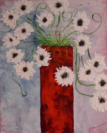 Original Art Deco Floral Paintings by SA Barone