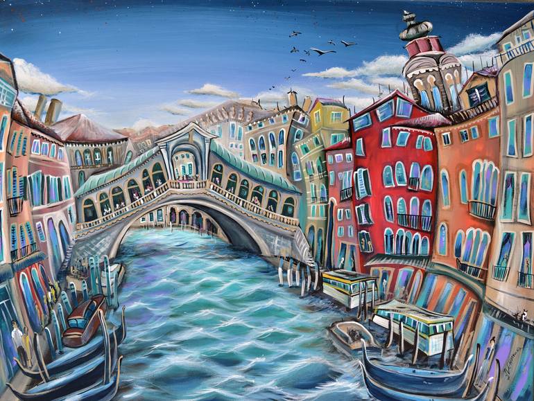 Ponte di Rialto Venice Painting by Lucia Chocholackova Saatchi Art