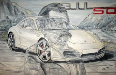 Porsche 911 50 Year Anniversary  oil painting Unikat 116 x 75cm thumb