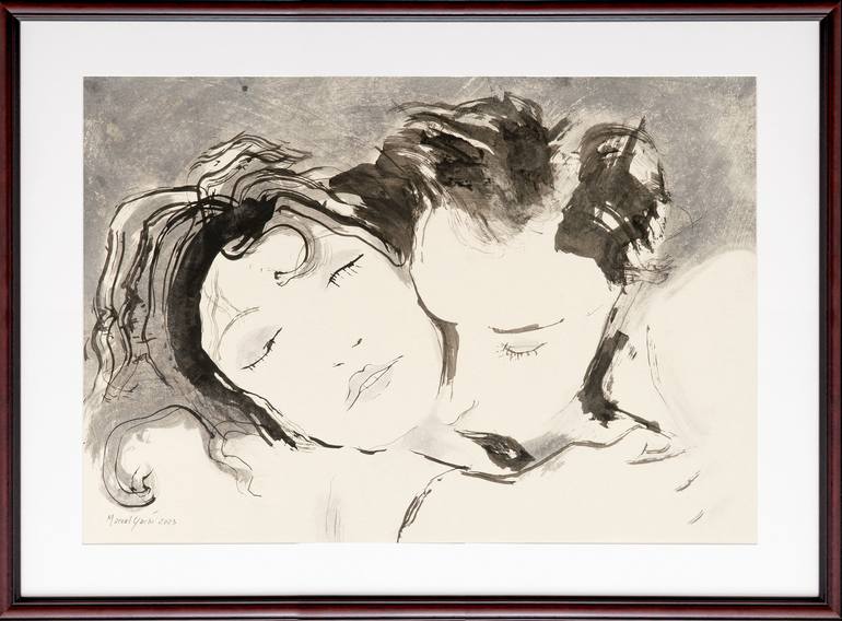 Original Figurative Love Drawing by Marcel Garbi