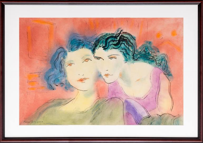 Original Expressionism Women Painting by Marcel Garbi