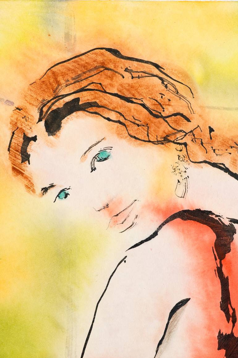 Original Expressionism Women Painting by Marcel Garbi