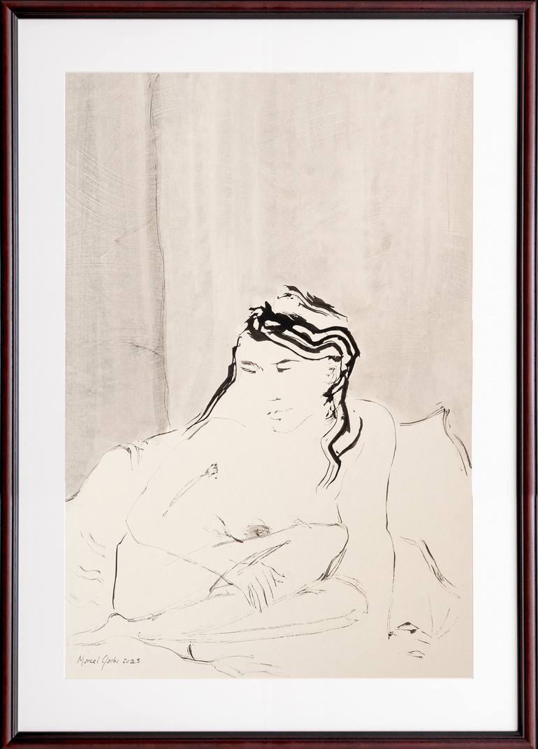 Original Minimalism Nude Drawing by Marcel Garbi