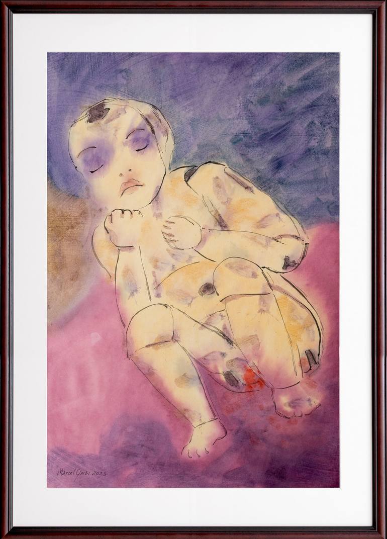 Original Expressionism Children Painting by Marcel Garbi