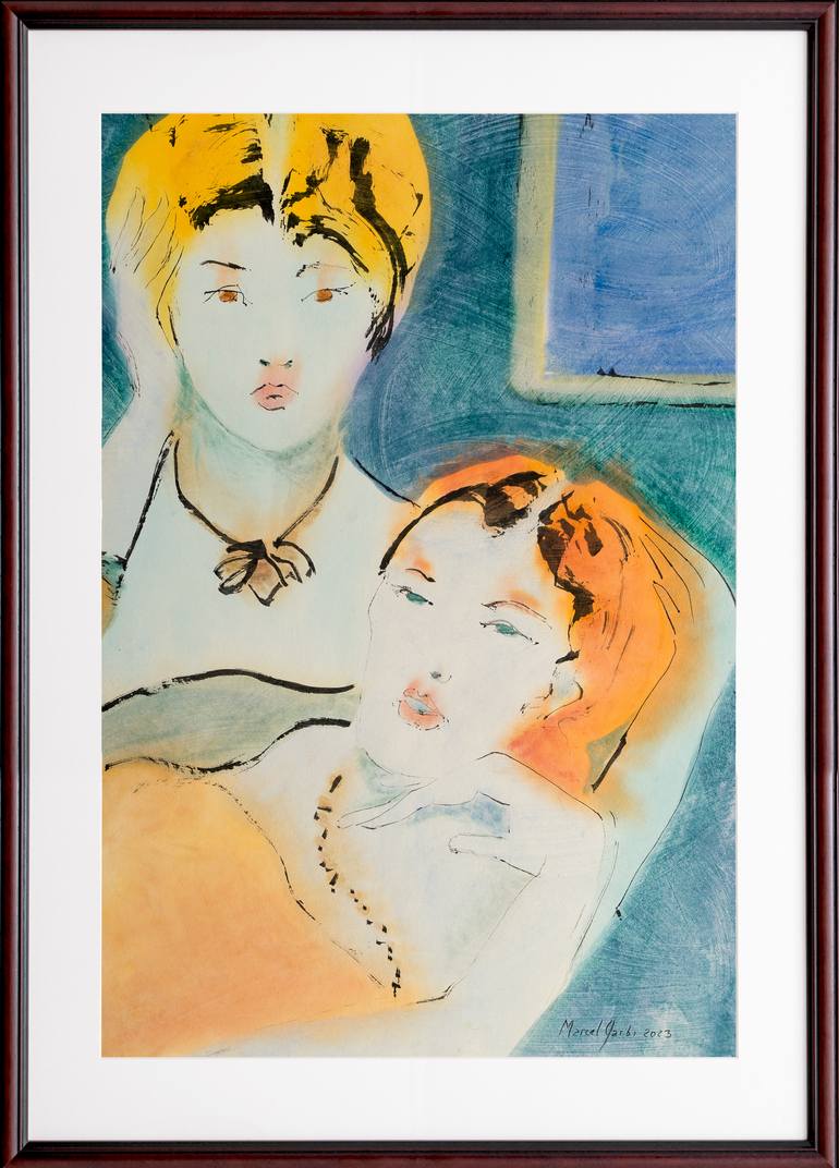 Original Expressionism Women Painting by Marcel Garbi