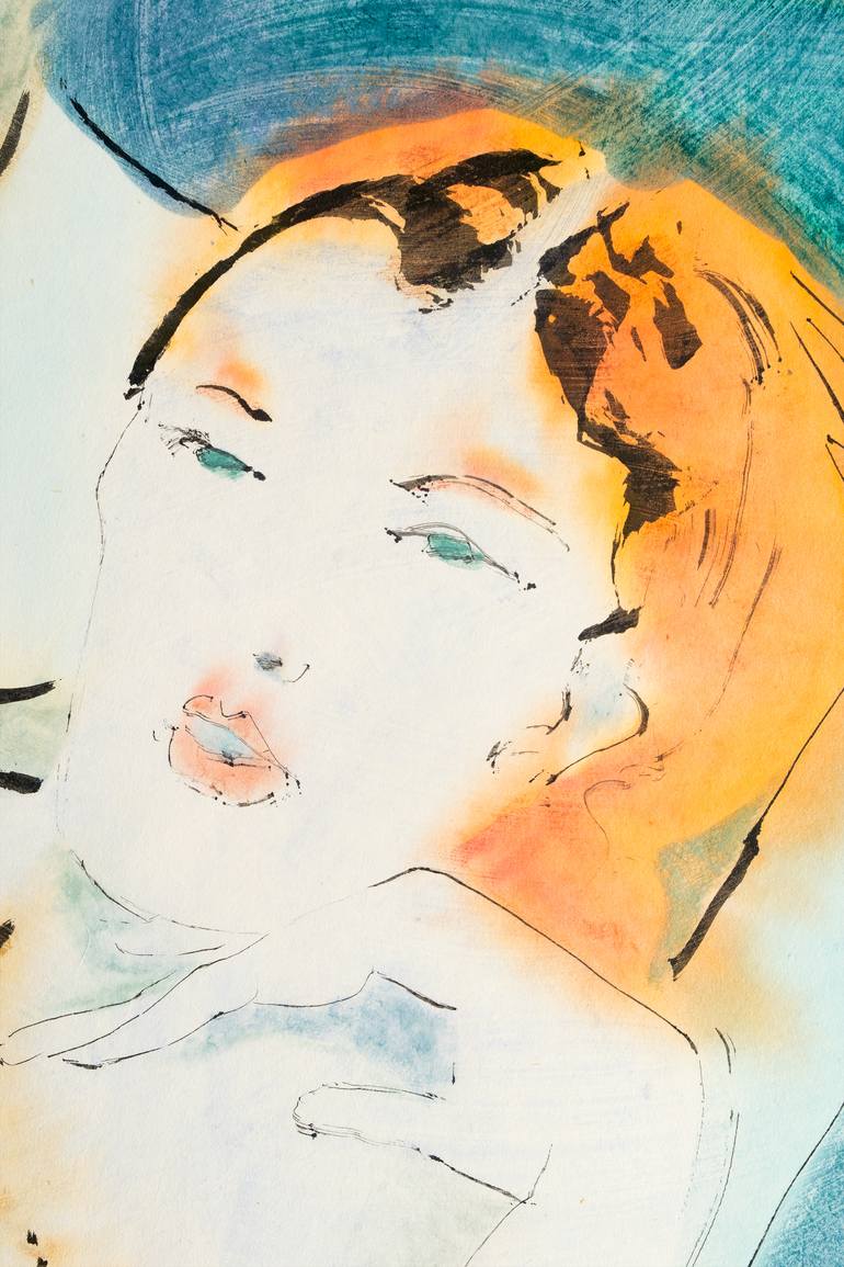 Original Expressionism Women Painting by Marcel Garbi