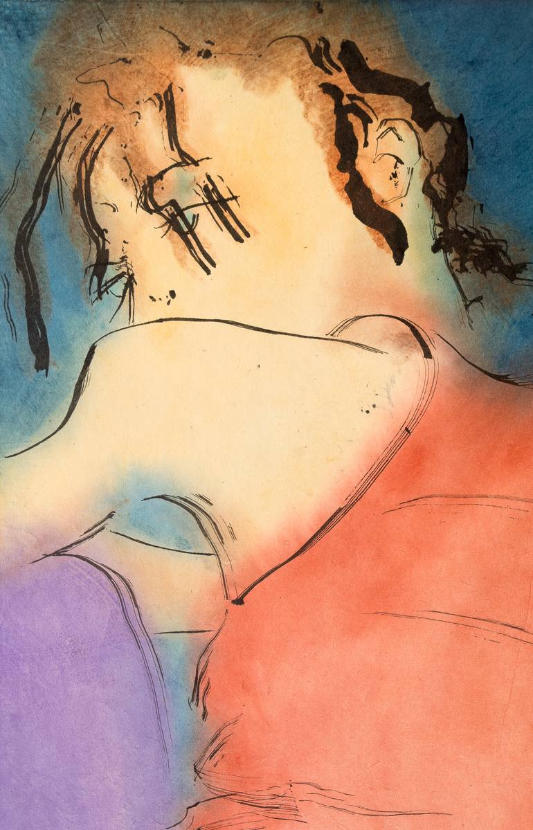 Original Expressionism Women Painting by Marcel Garbi