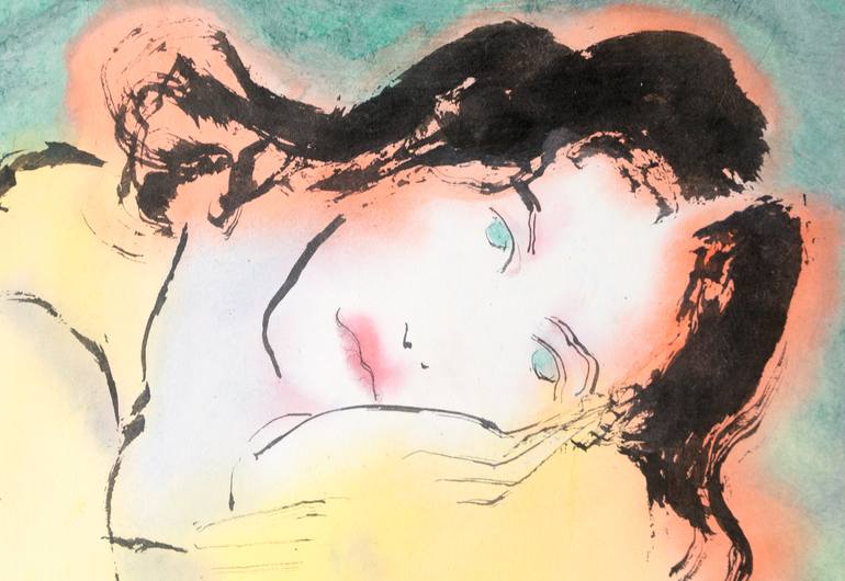 Original Expressionism Women Painting by Marcel Garbi