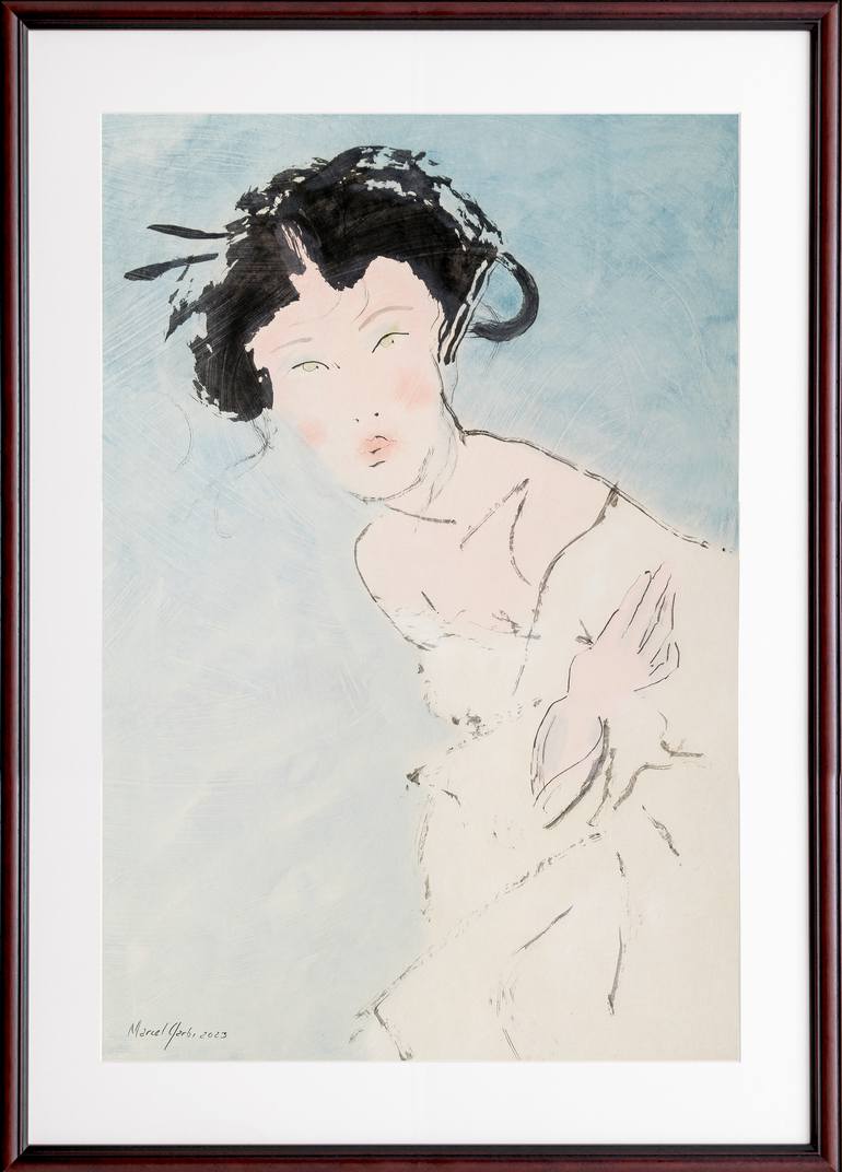 Original Expressionism Women Painting by Marcel Garbi