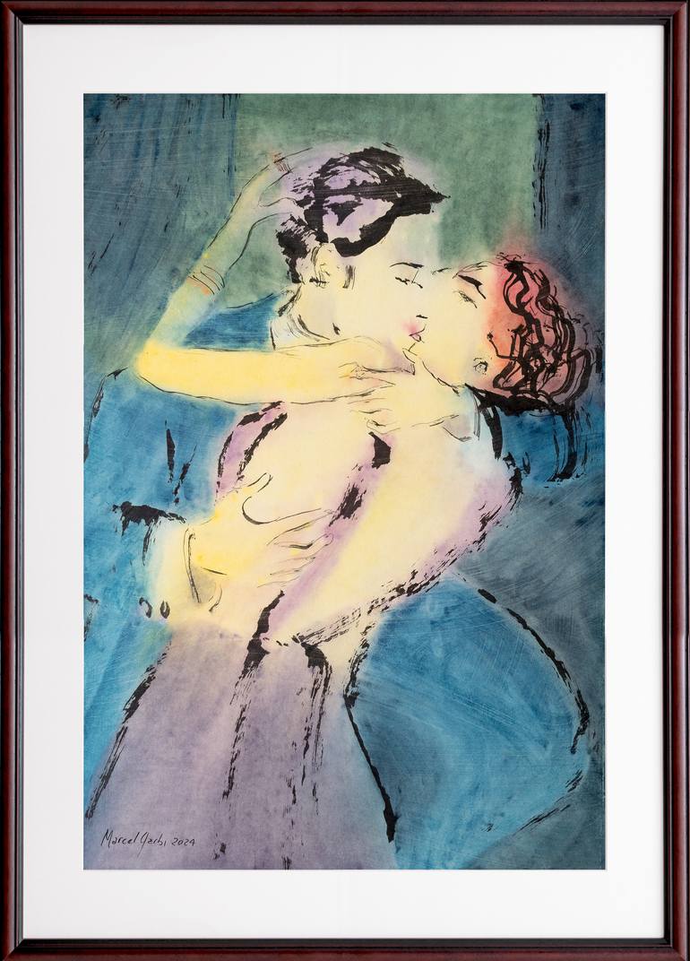 Original Expressionism Love Painting by Marcel Garbi