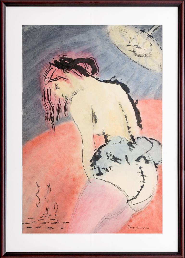 Original Expressionism Women Painting by Marcel Garbi