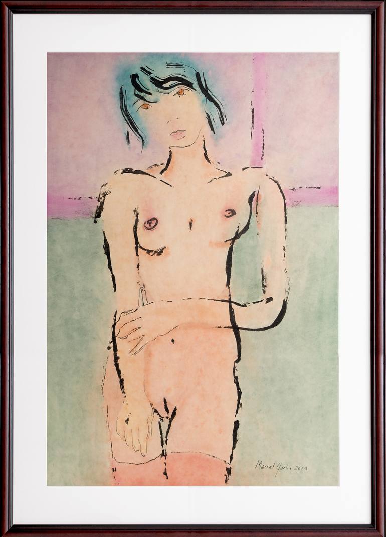 Original Expressionism Nude Painting by Marcel Garbi