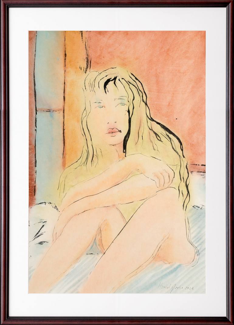 Original Minimalism Nude Painting by Marcel Garbi