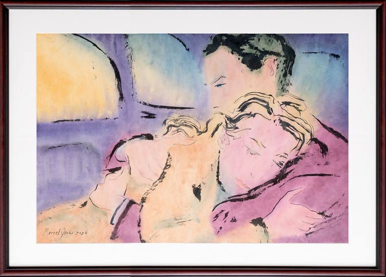 Original Impressionism Love Painting by Marcel Garbi