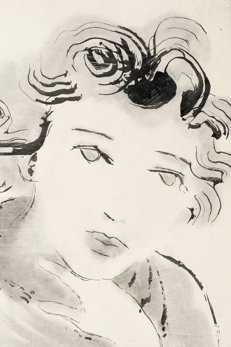 Original Expressionism Women Drawing by Marcel Garbi