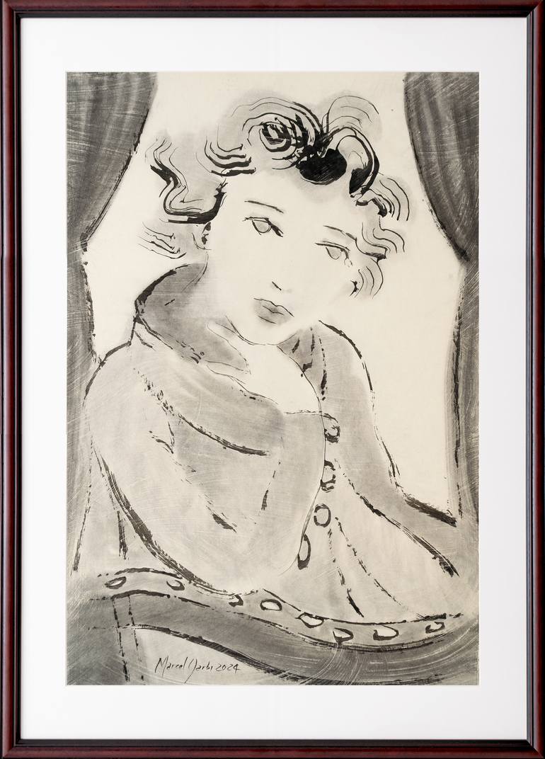 Original Expressionism Women Drawing by Marcel Garbi