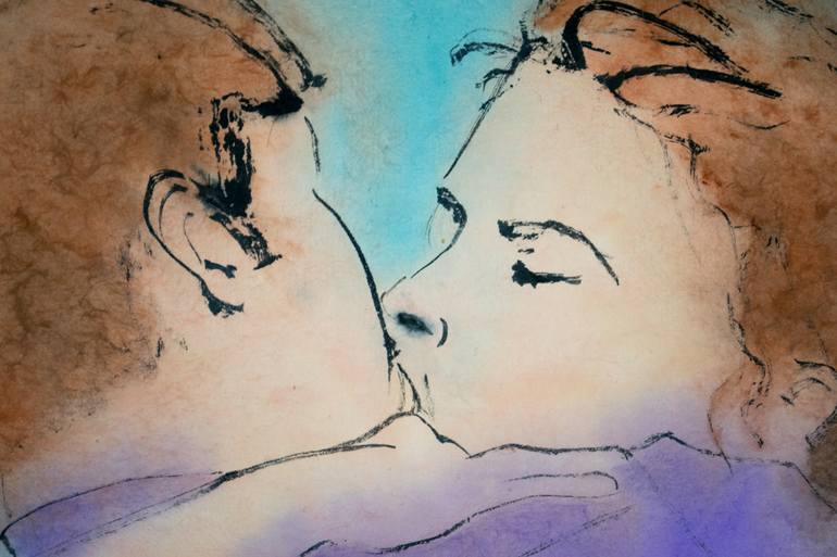 Original Modernism Love Painting by Marcel Garbi