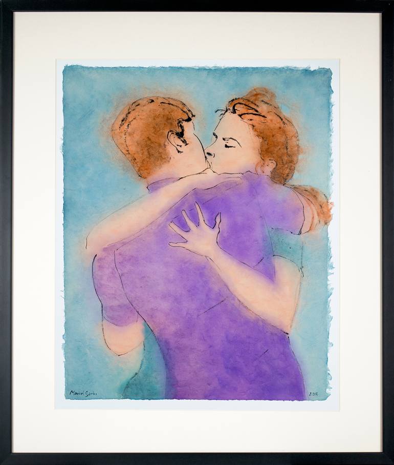 Original Modernism Love Painting by Marcel Garbi