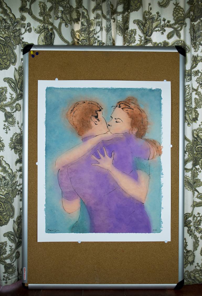 Original Modernism Love Painting by Marcel Garbi