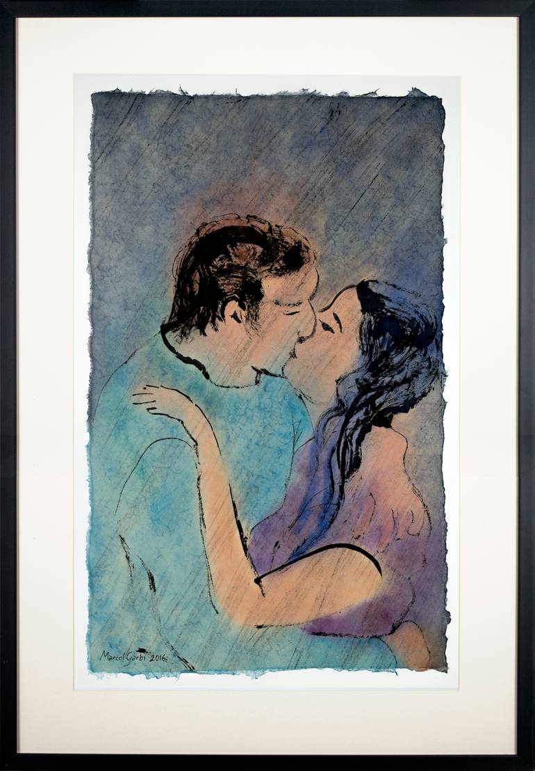 Original Expressionism Love Painting by Marcel Garbi