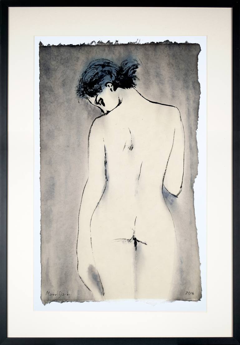 Original Minimalism Nude Drawing by Marcel Garbi