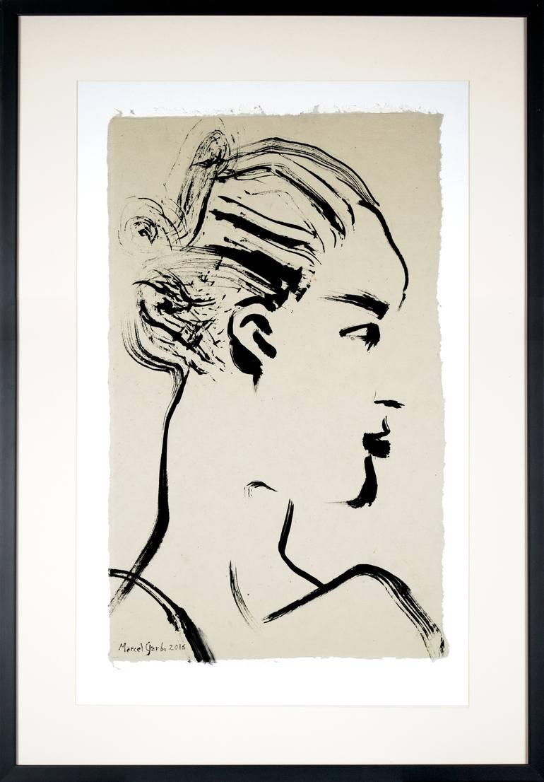 Original Expressionism Portrait Drawing by Marcel Garbi
