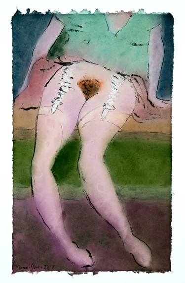 Original Expressionism Erotic Drawings by Marcel Garbi