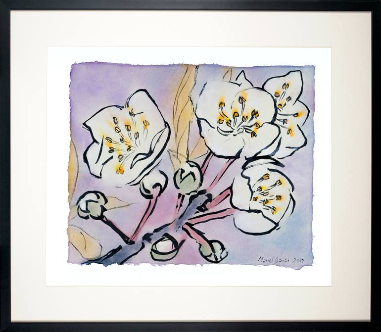 Original Expressionism Floral Drawing by Marcel Garbi