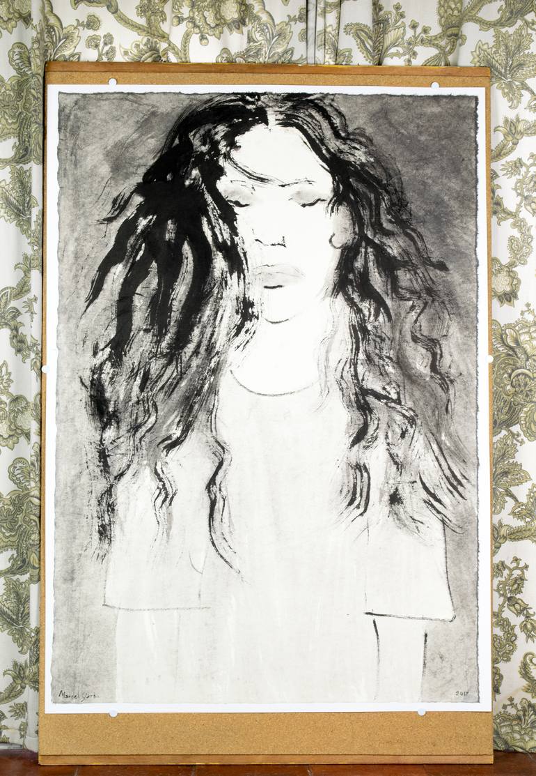 Original Expressionism People Drawing by Marcel Garbi