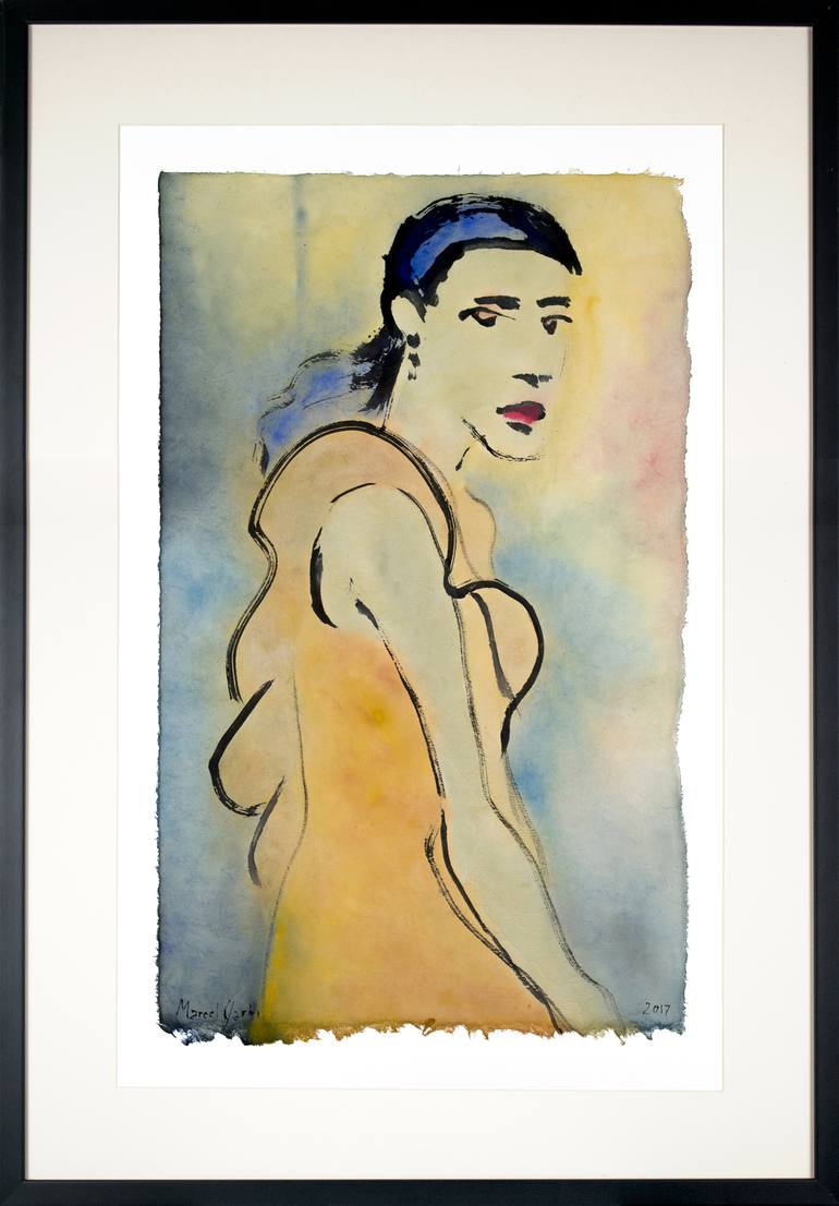 Original Expressionism Women Painting by Marcel Garbi