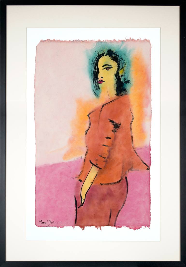 Original Expressionism Women Painting by Marcel Garbi