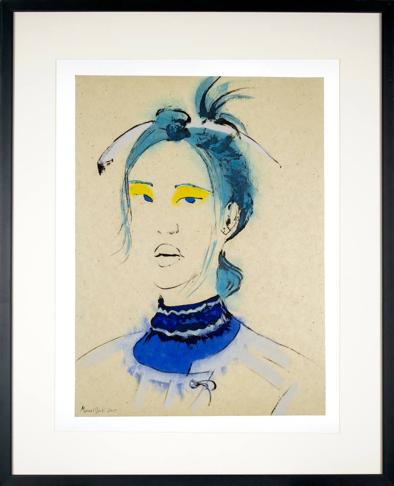 Original Expressionism Portrait Painting by Marcel Garbi