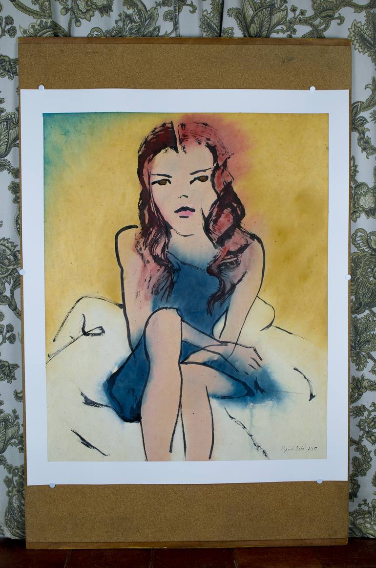 Original Expressionism People Painting by Marcel Garbi