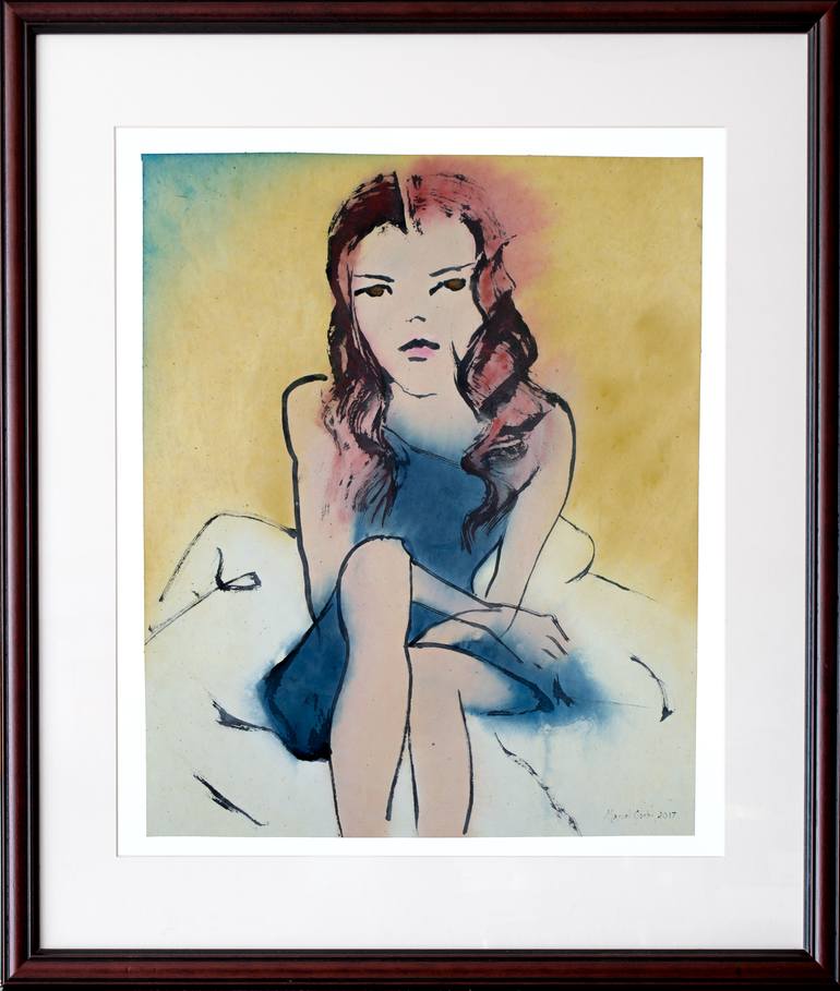 Original Expressionism People Painting by Marcel Garbi
