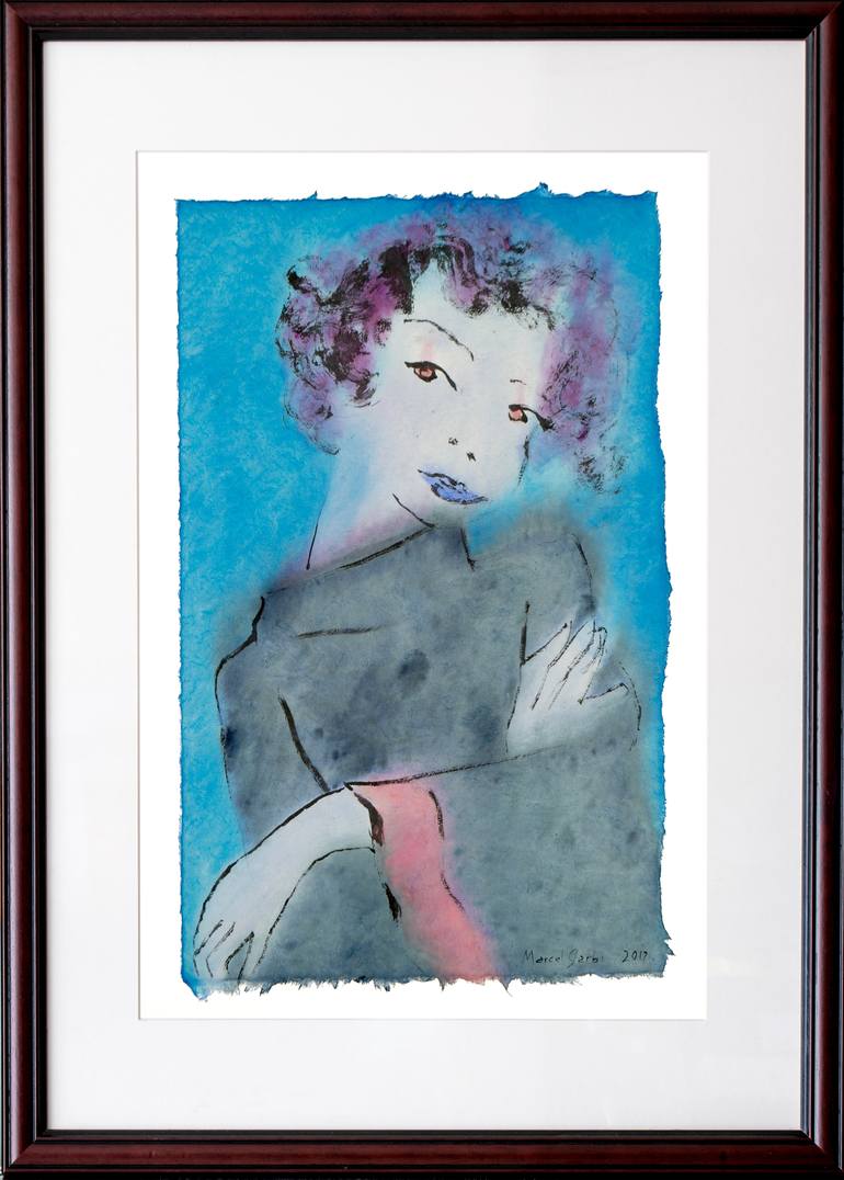 Original Expressionism Women Painting by Marcel Garbi