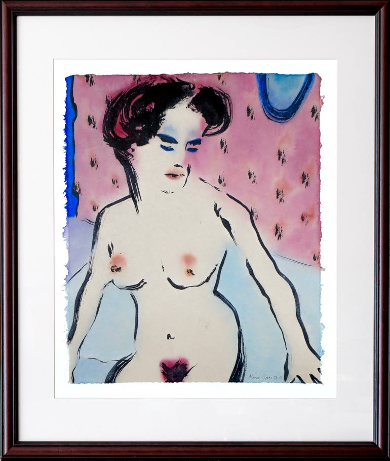 Original Expressionism Nude Painting by Marcel Garbi