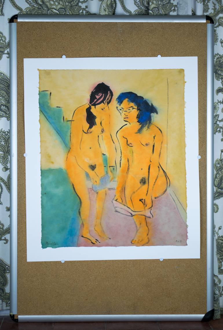 Original Expressionism Nude Painting by Marcel Garbi