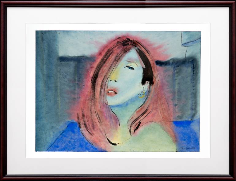 Original Expressionism Portrait Drawing by Marcel Garbi