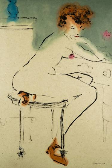 Original Expressionism Nude Drawings by Marcel Garbi