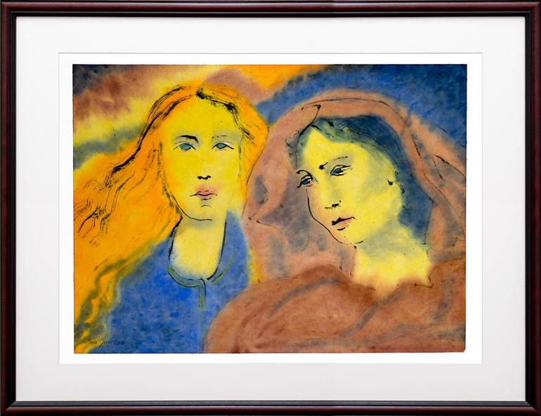 Original Expressionism Women Painting by Marcel Garbi